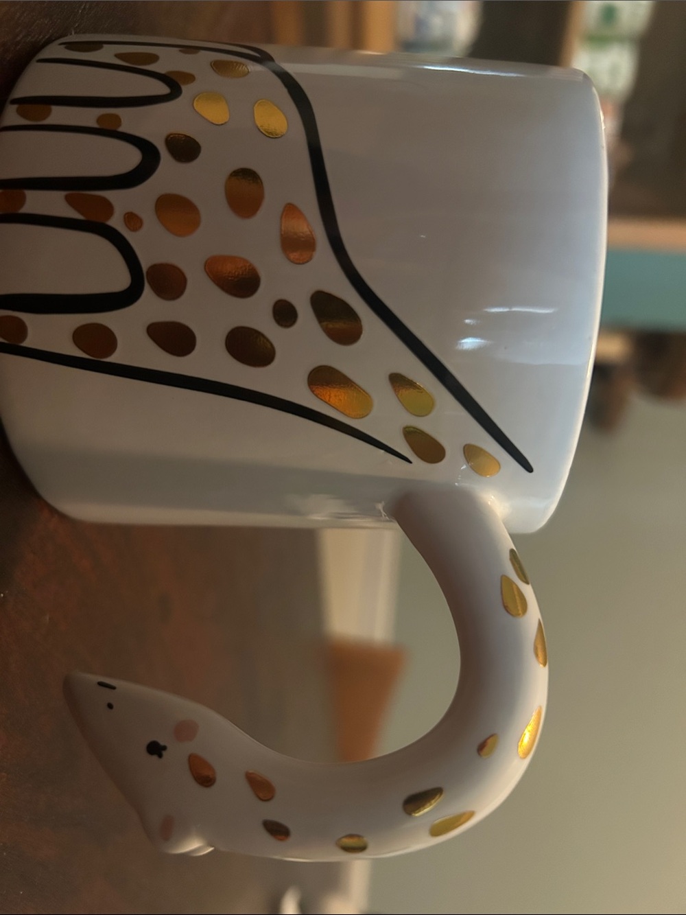 White & Gold Ceramic Giraffe Mug